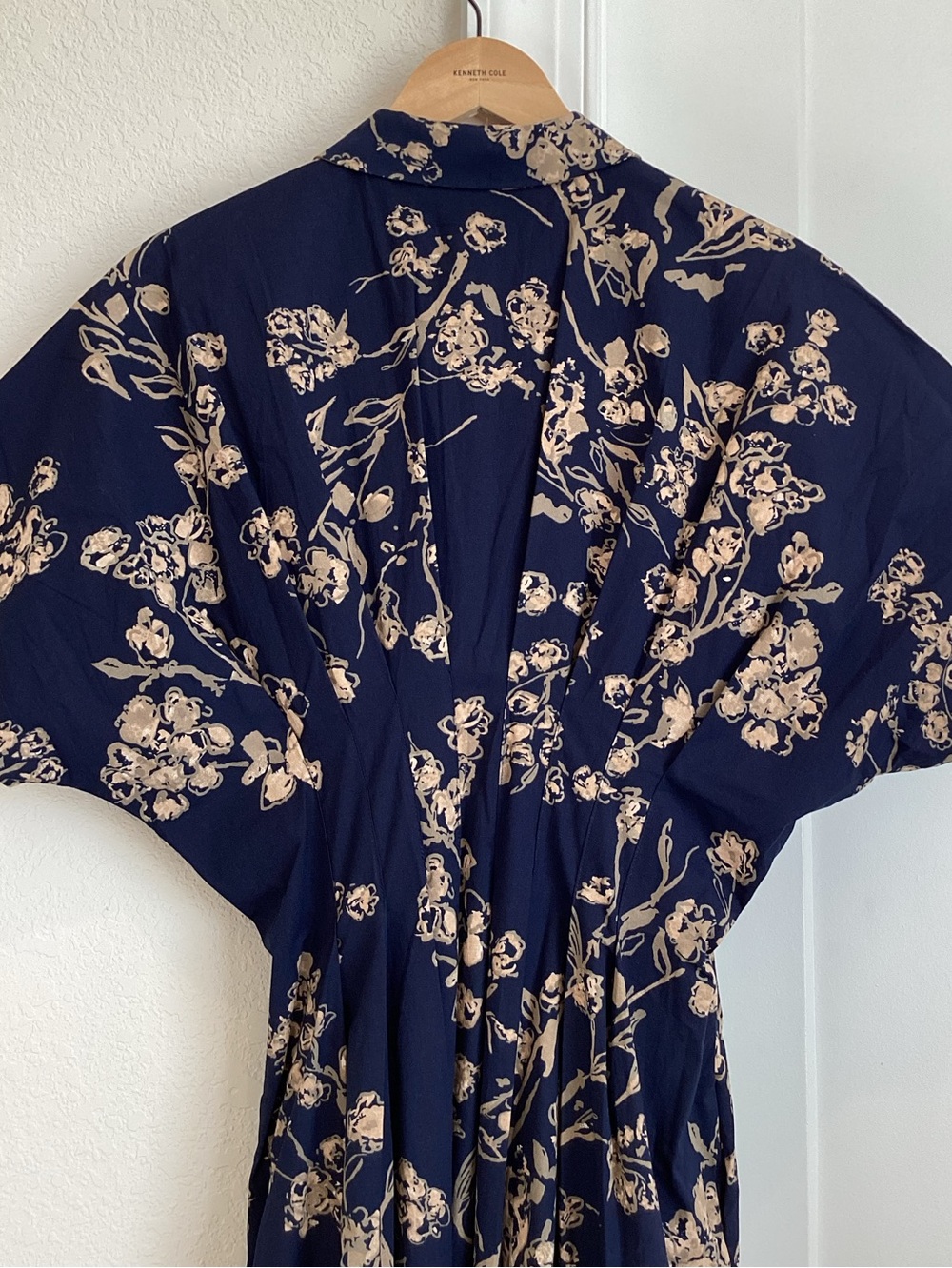 Exquise Tobie Short-Sleeve Midi Shirt Dress NEW Navy Blue Floral Anthropologie - Picture 12 of 15